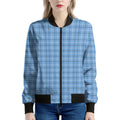 Solf Blue Tattersall Pattern Print Women's Bomber Jacket
