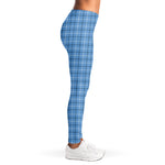 Solf Blue Tattersall Pattern Print Women's Leggings