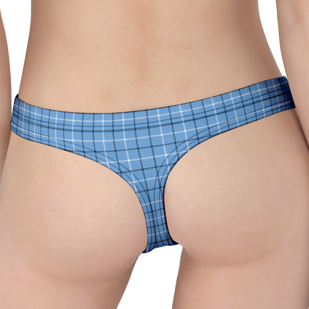 Solf Blue Tattersall Pattern Print Women's Thong