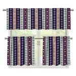 Southwestern Stripe Pattern Print 3 Piece Kitchen Curtains