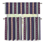 Southwestern Stripe Pattern Print 3 Piece Kitchen Curtains
