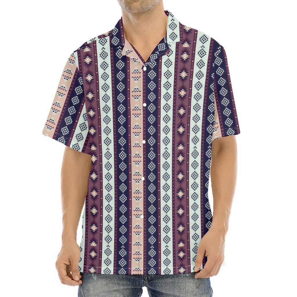 Southwestern Stripe Pattern Print Aloha Shirt