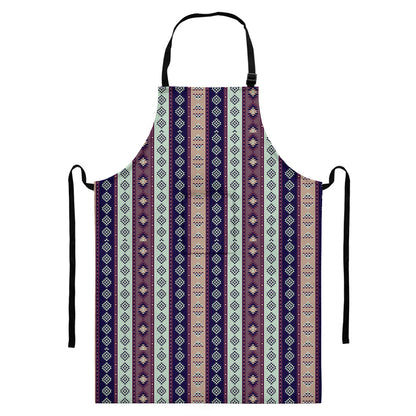 Southwestern Stripe Pattern Print Bib Apron With Pocket