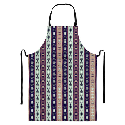 Southwestern Stripe Pattern Print Bib Apron With Pocket