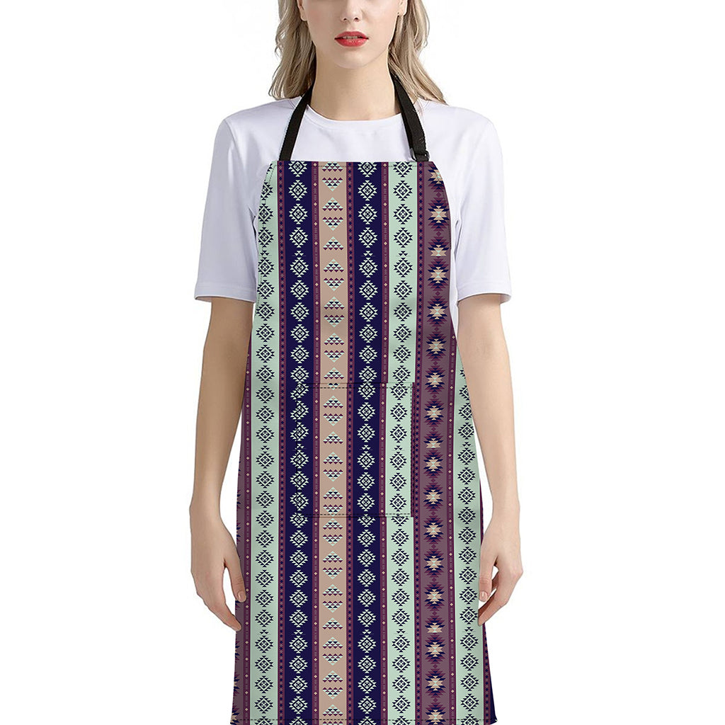 Southwestern Stripe Pattern Print Bib Apron With Pocket