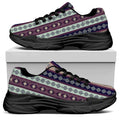 Southwestern Stripe Pattern Print Black Chunky Shoes