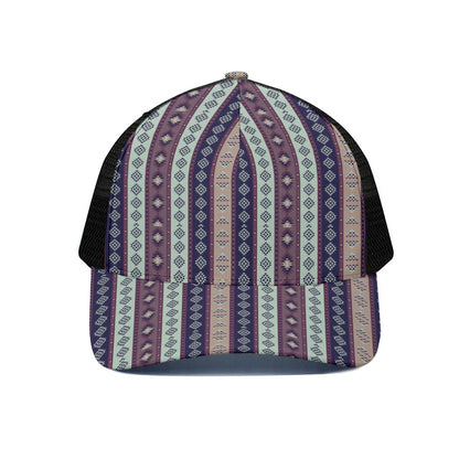 Southwestern Stripe Pattern Print Black Mesh Trucker Cap