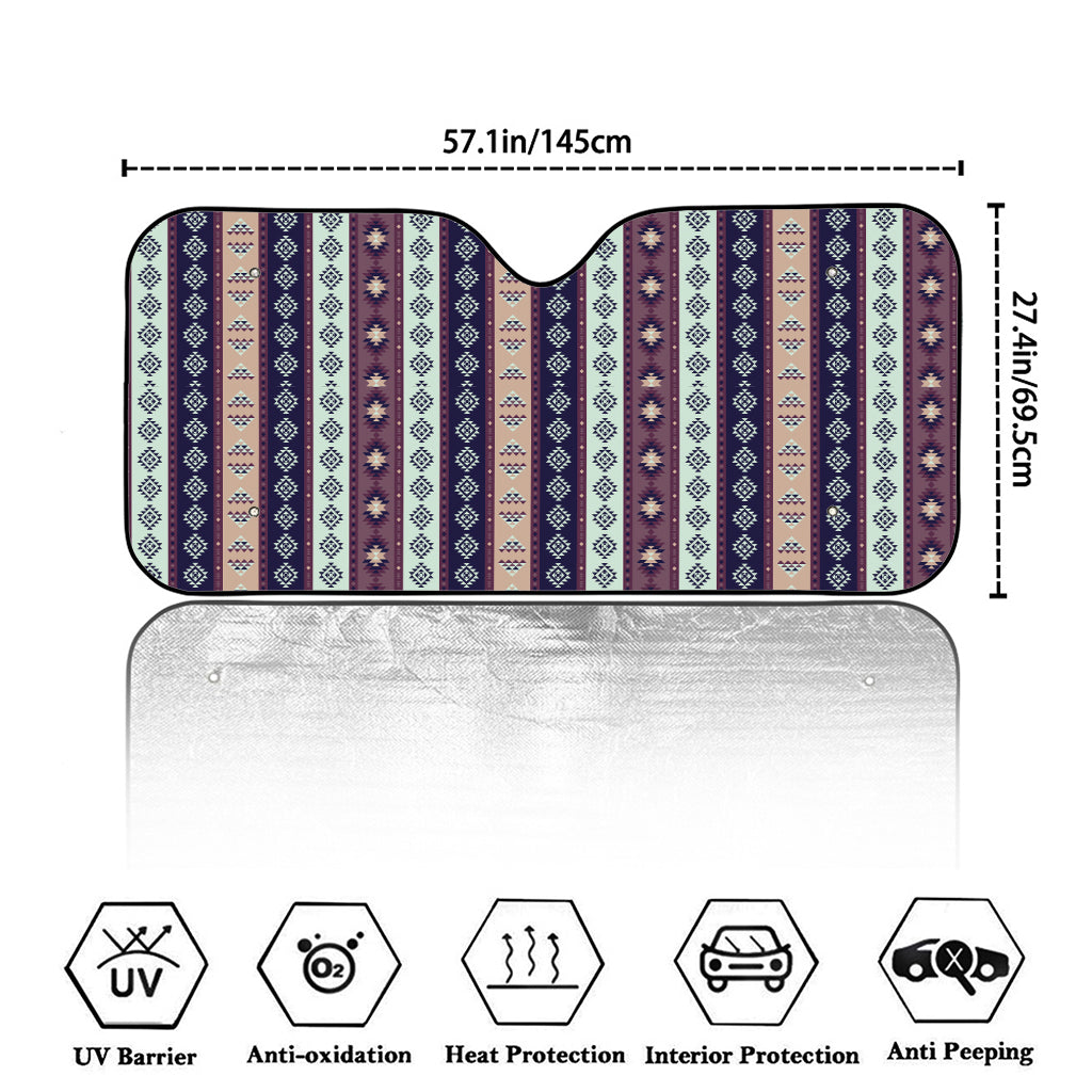 Southwestern Stripe Pattern Print Car Windshield Sun Shade