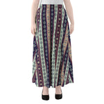 Southwestern Stripe Pattern Print Chiffon Maxi Skirt