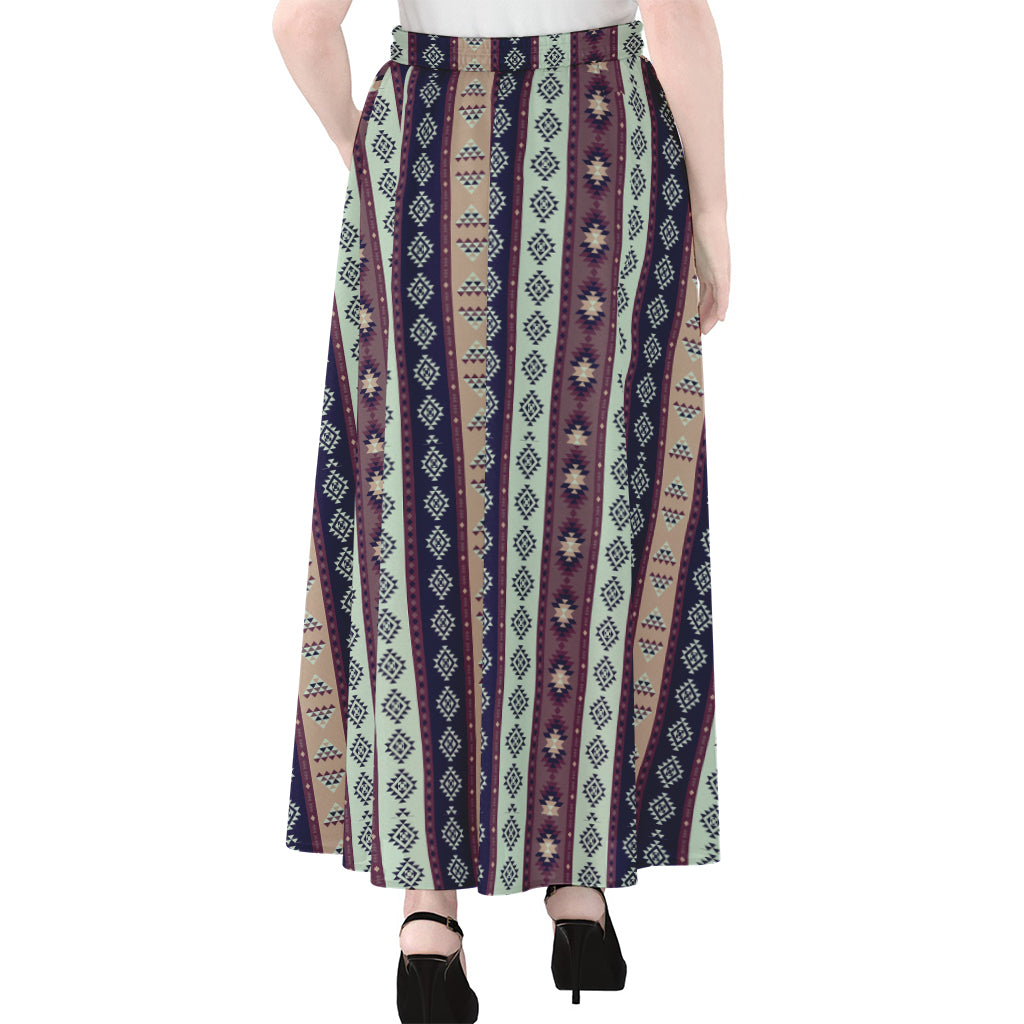 Southwestern Stripe Pattern Print Chiffon Maxi Skirt