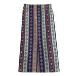 Southwestern Stripe Pattern Print Cotton Front Slit Maxi Skirt