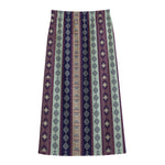 Southwestern Stripe Pattern Print Cotton Front Slit Maxi Skirt
