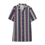 Southwestern Stripe Pattern Print Cotton Hawaiian Shirt
