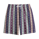 Southwestern Stripe Pattern Print Cotton Shorts