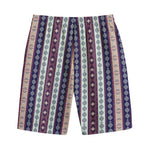 Southwestern Stripe Pattern Print Cotton Shorts