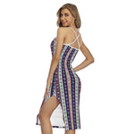 Southwestern Stripe Pattern Print Cross Back Cami Dress