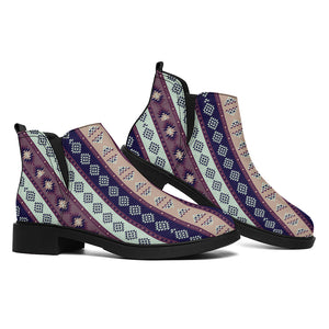 Southwestern Stripe Pattern Print Flat Ankle Boots