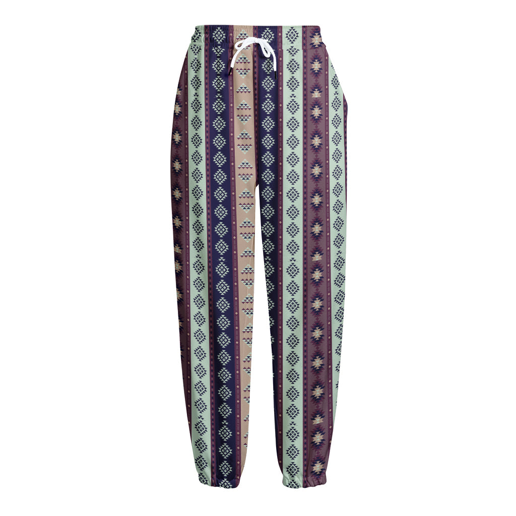 Southwestern Stripe Pattern Print Fleece Lined Knit Pants