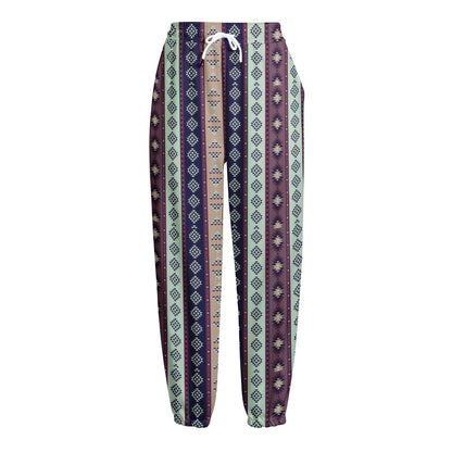 Southwestern Stripe Pattern Print Fleece Lined Knit Pants