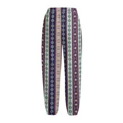 Southwestern Stripe Pattern Print Fleece Lined Knit Pants