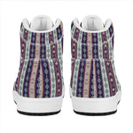 Southwestern Stripe Pattern Print High Top Leather Sneakers