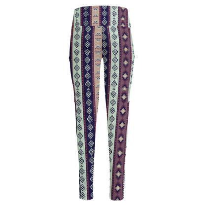 Southwestern Stripe Pattern Print High-Waisted Pocket Leggings