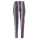 Southwestern Stripe Pattern Print High-Waisted Pocket Leggings