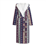 Southwestern Stripe Pattern Print Hooded Bathrobe