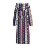Southwestern Stripe Pattern Print Hooded Bathrobe