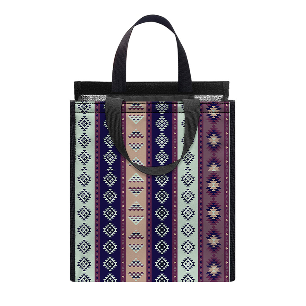 Southwestern Stripe Pattern Print Insulated Lunch Tote