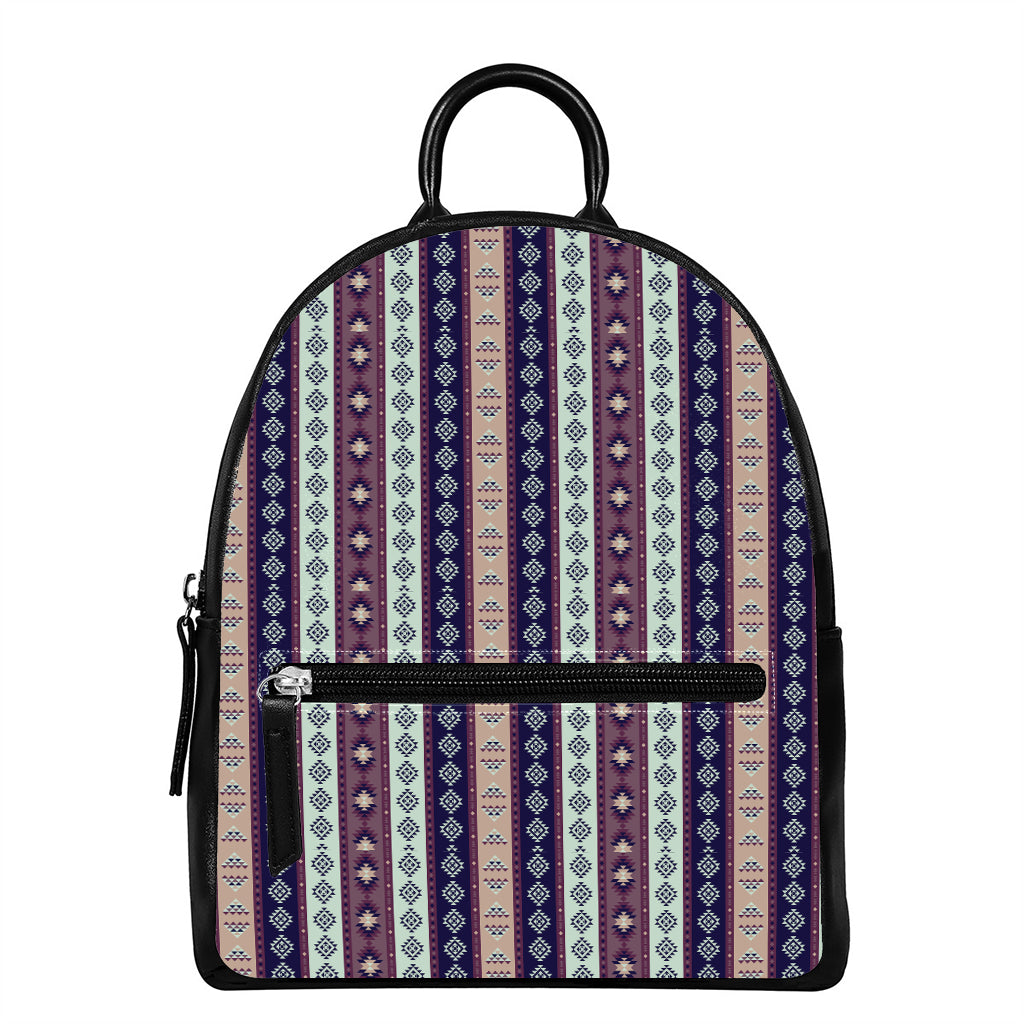 Southwestern Stripe Pattern Print Leather Backpack