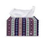 Southwestern Stripe Pattern Print Leather Tissue Box Cover