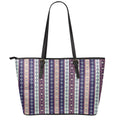 Southwestern Stripe Pattern Print Leather Tote Bag With Zipper