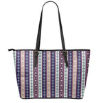 Southwestern Stripe Pattern Print Leather Tote Bag