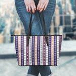 Southwestern Stripe Pattern Print Leather Tote Bag