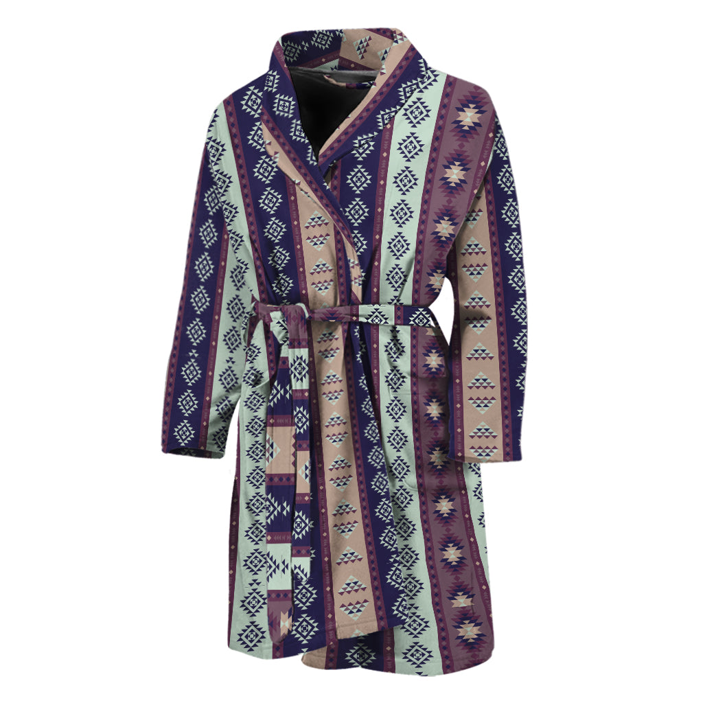Southwestern Stripe Pattern Print Men's Bathrobe