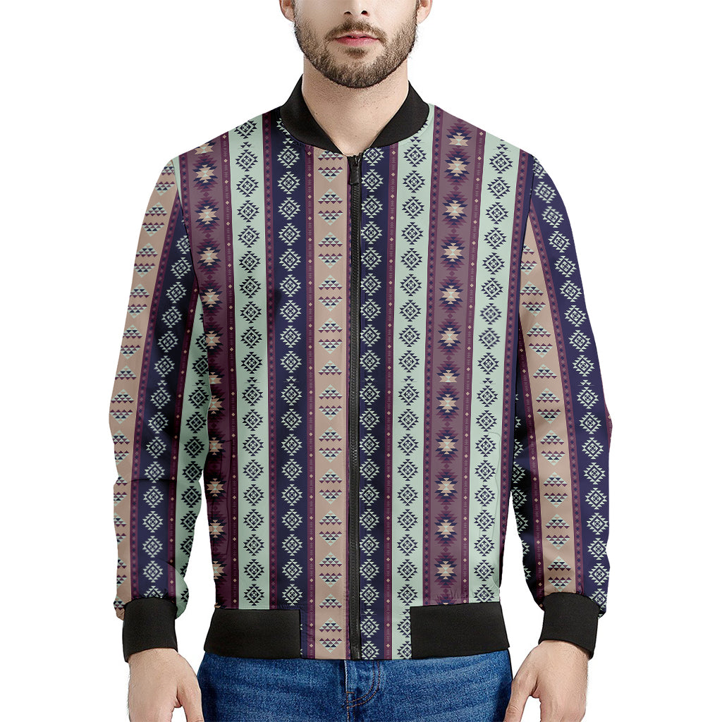 Southwestern Stripe Pattern Print Men's Bomber Jacket