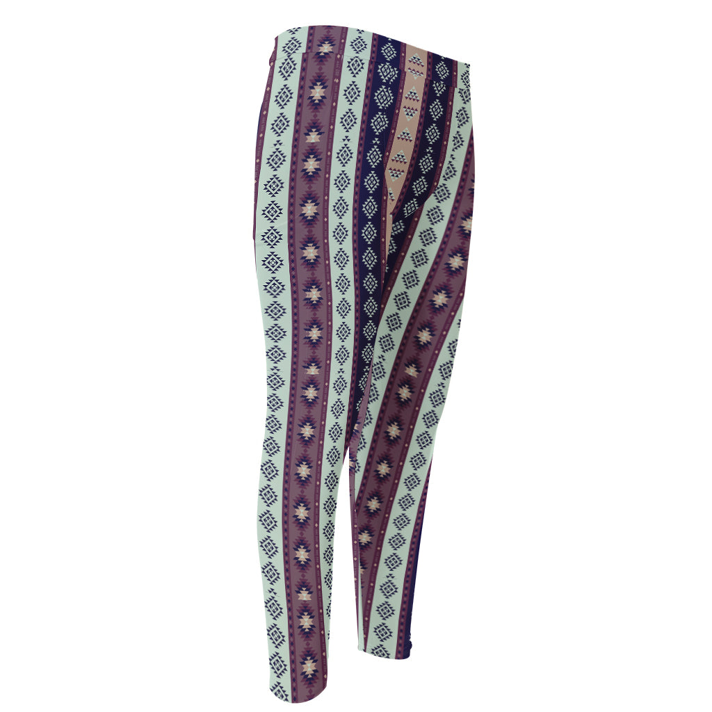 Southwestern Stripe Pattern Print Men's Compression Pants