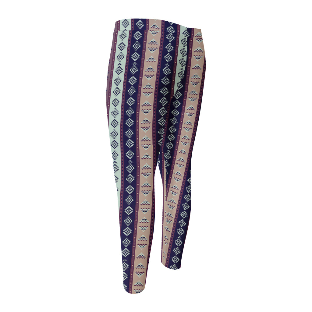 Southwestern Stripe Pattern Print Men's Compression Pants