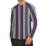 Southwestern Stripe Pattern Print Men's Long Sleeve Rash Guard