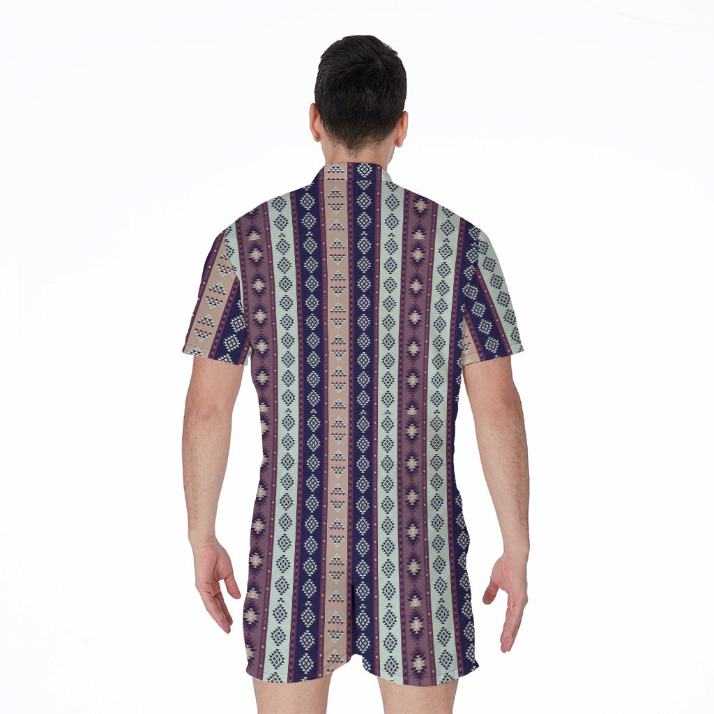 Southwestern Stripe Pattern Print Men's Rompers