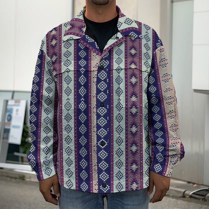 Southwestern Stripe Pattern Print Men's Shirt Jacket