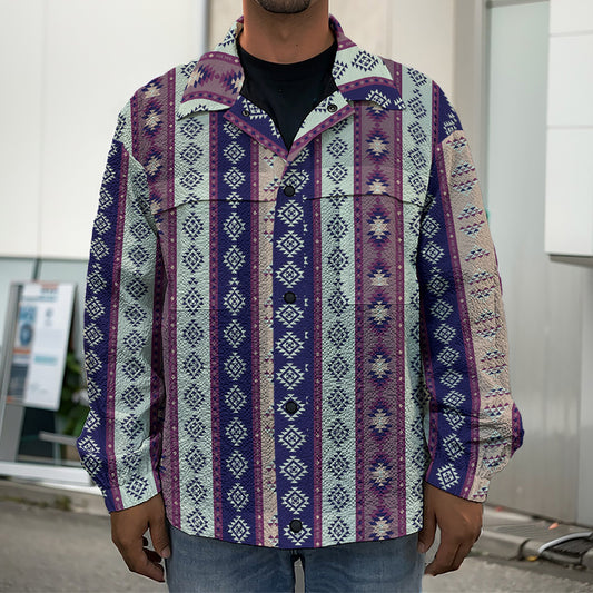 Southwestern Stripe Pattern Print Men's Shirt Jacket