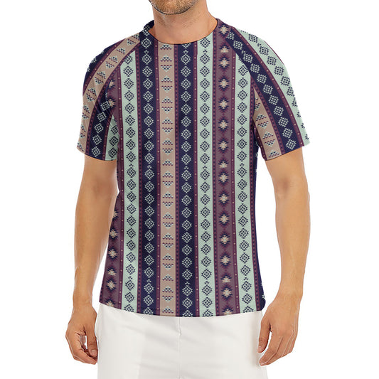 Southwestern Stripe Pattern Print Men's Short Sleeve Rash Guard