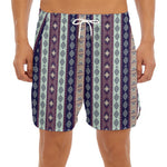 Southwestern Stripe Pattern Print Men's Split Running Shorts