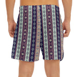 Southwestern Stripe Pattern Print Men's Split Running Shorts