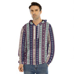 Southwestern Stripe Pattern Print Men's Velvet Pullover Hoodie