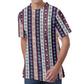 Southwestern Stripe Pattern Print Men's Velvet T-Shirt