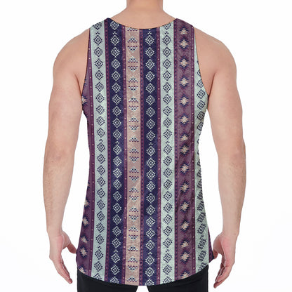 Southwestern Stripe Pattern Print Men's Velvet Tank Top