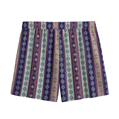 Southwestern Stripe Pattern Print Mesh Shorts